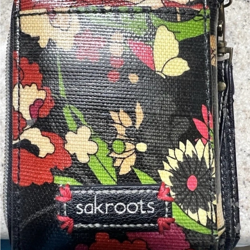 Sakroots Small Black Floral Wallet